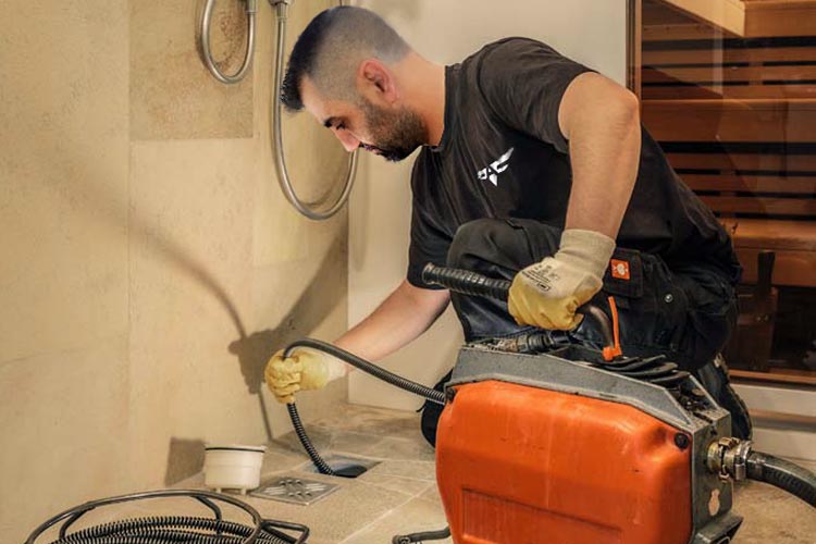Αποφράξεις με μηχανικό σπιράλ σε σιφόνι δαπέδου ντουζιέρας